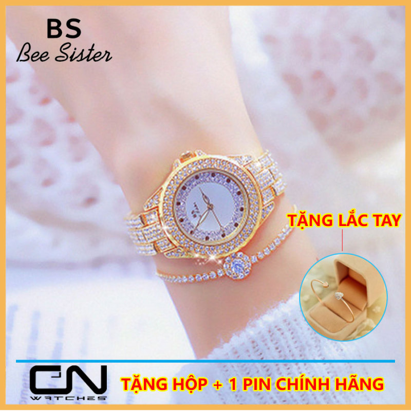 [HCM]Đồng hồ nữ đẹp Bs Bee Sister FA1623 chính hãng dây và mặt đính đá cao cấp chống nước Đồng hồ nữ thời trang Hàn Quốc giá rẻ