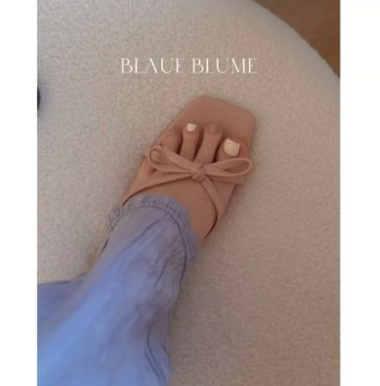 𝐁𝐥𝐚𝐮𝐞𝐁𝐥𝐮𝐦𝐞🦋Dép lê nơ Blaue Blume gót 4cm