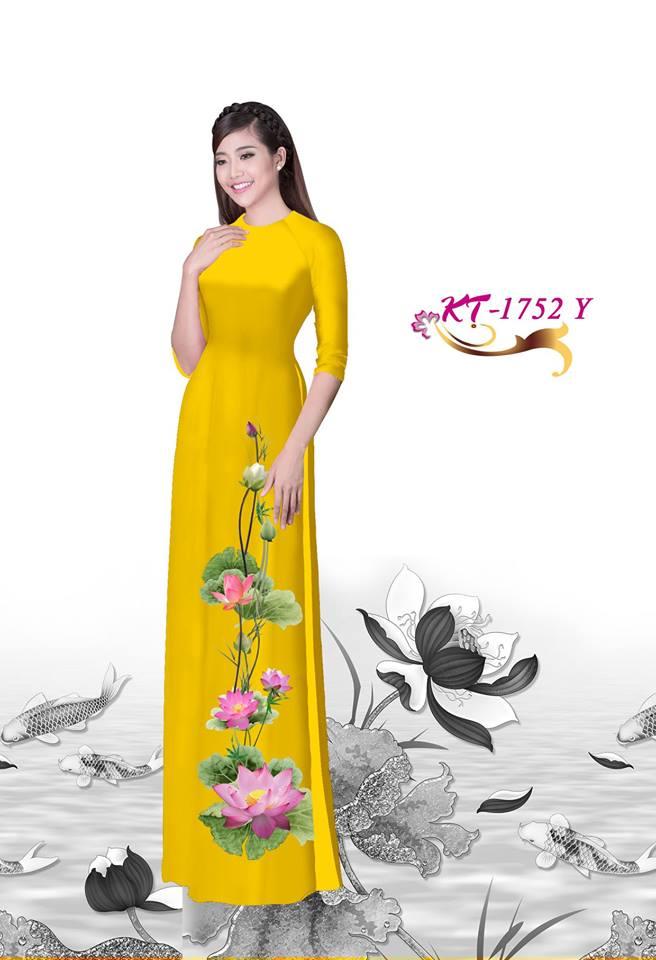 [HCM]Vải Áo Dài 3d bộ In Hoa Sen