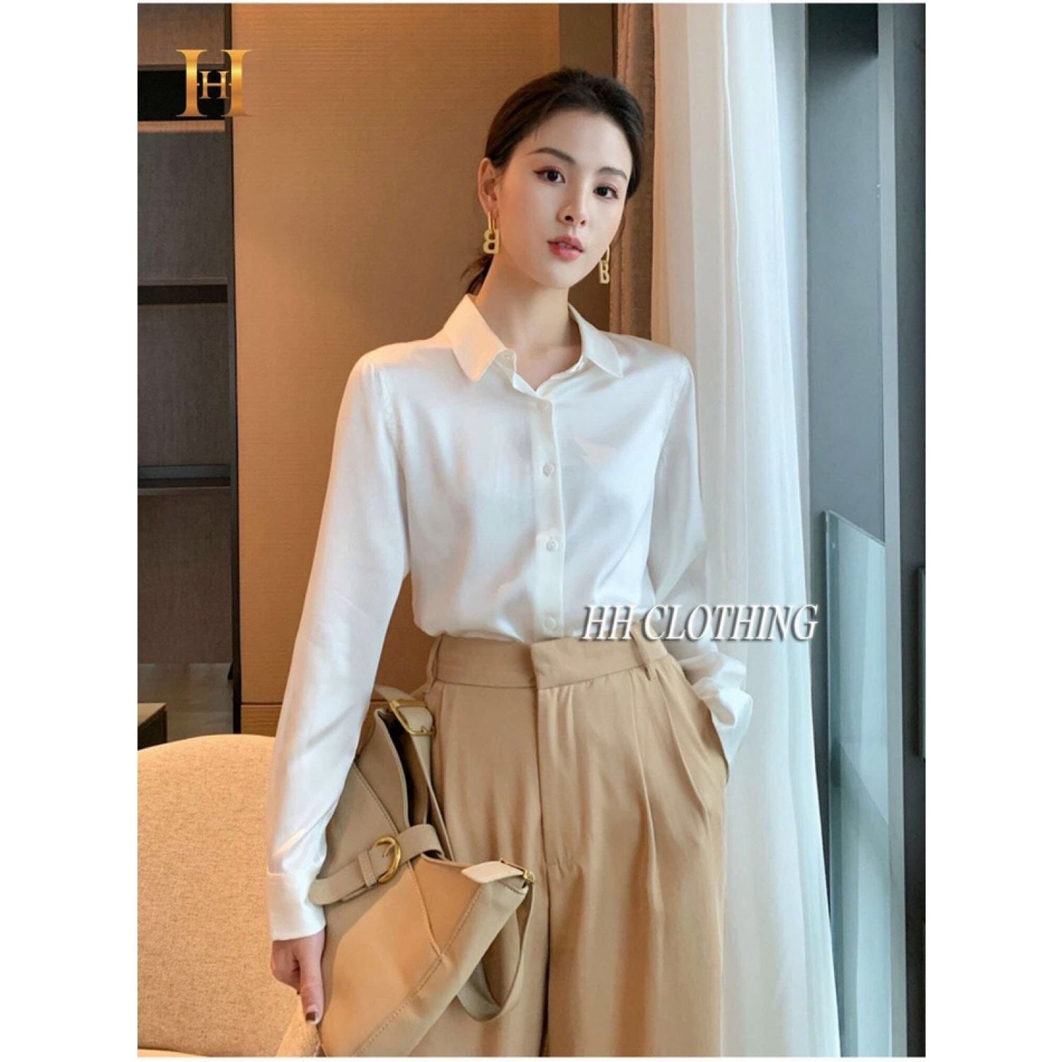 Áo sơ mi nữ công sở chất lụa Nhật cao cấp