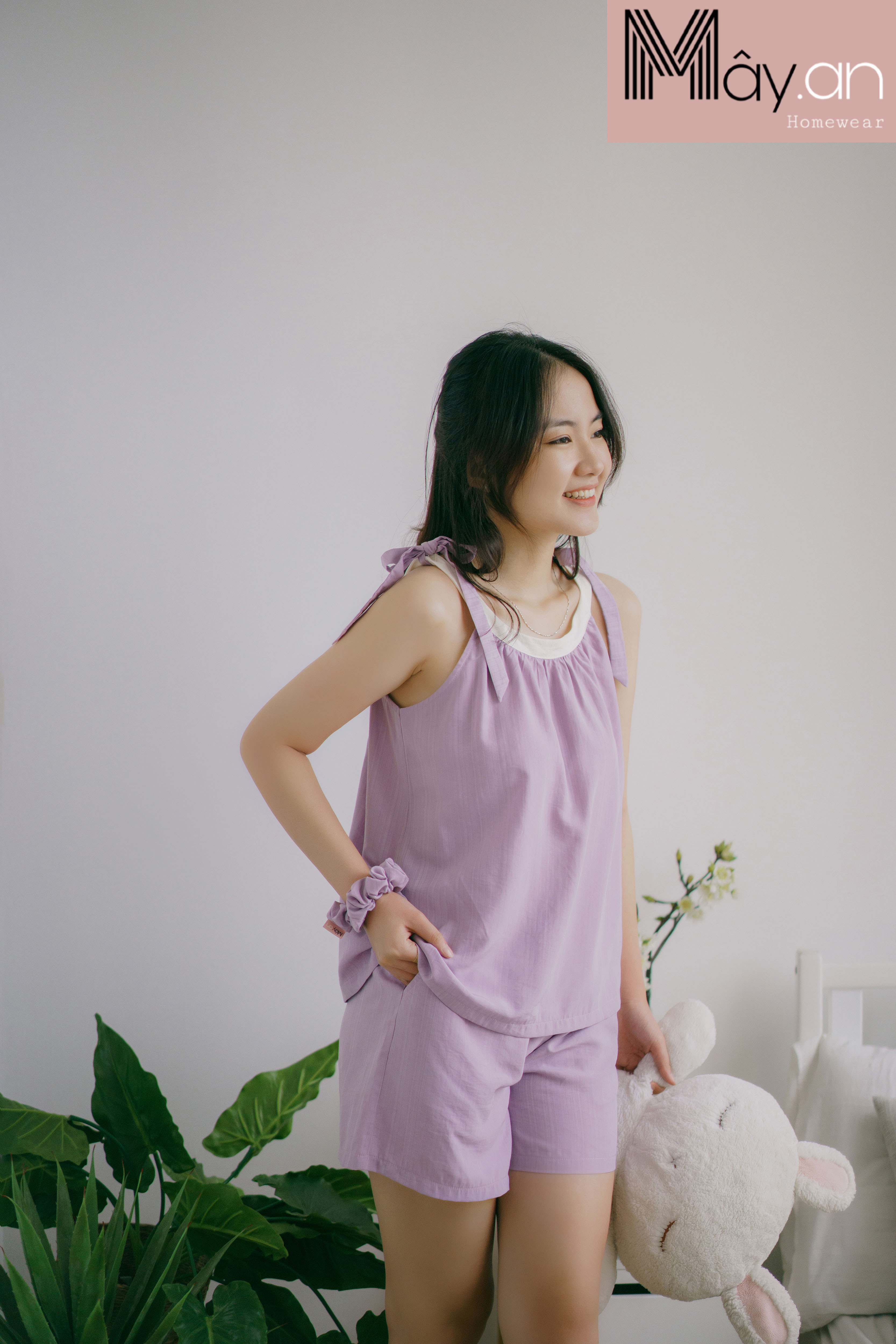 Đồ mặc nhà Mây áo cổ yếm quần ngắn