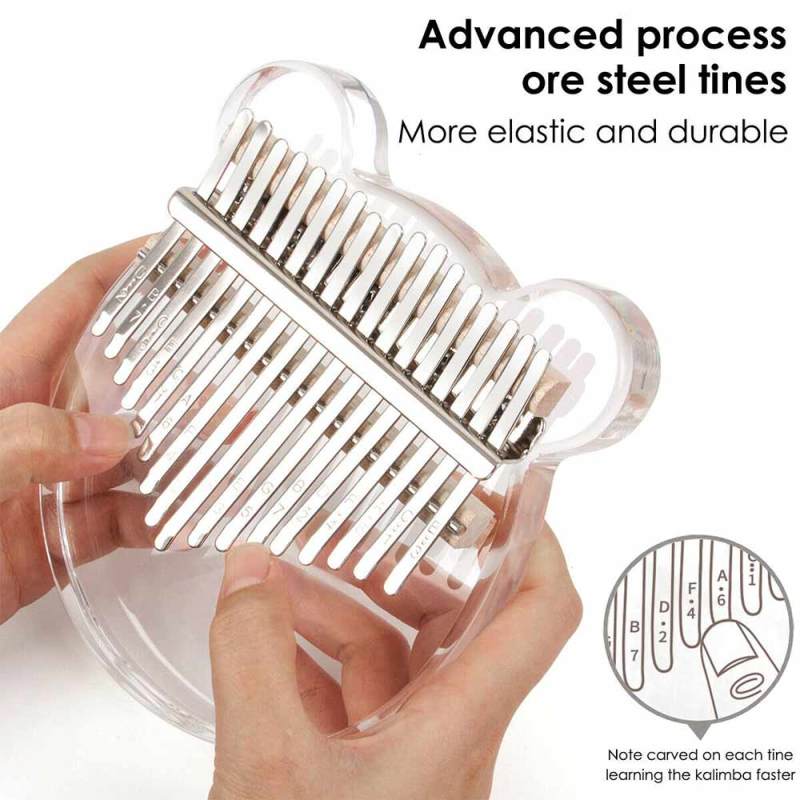 Bán Kalimba 17 Phím Ngón Tay Cái Đàn Piano Trong Suốt/Pha Lê với Ốp Lưng Búa Tập Sách