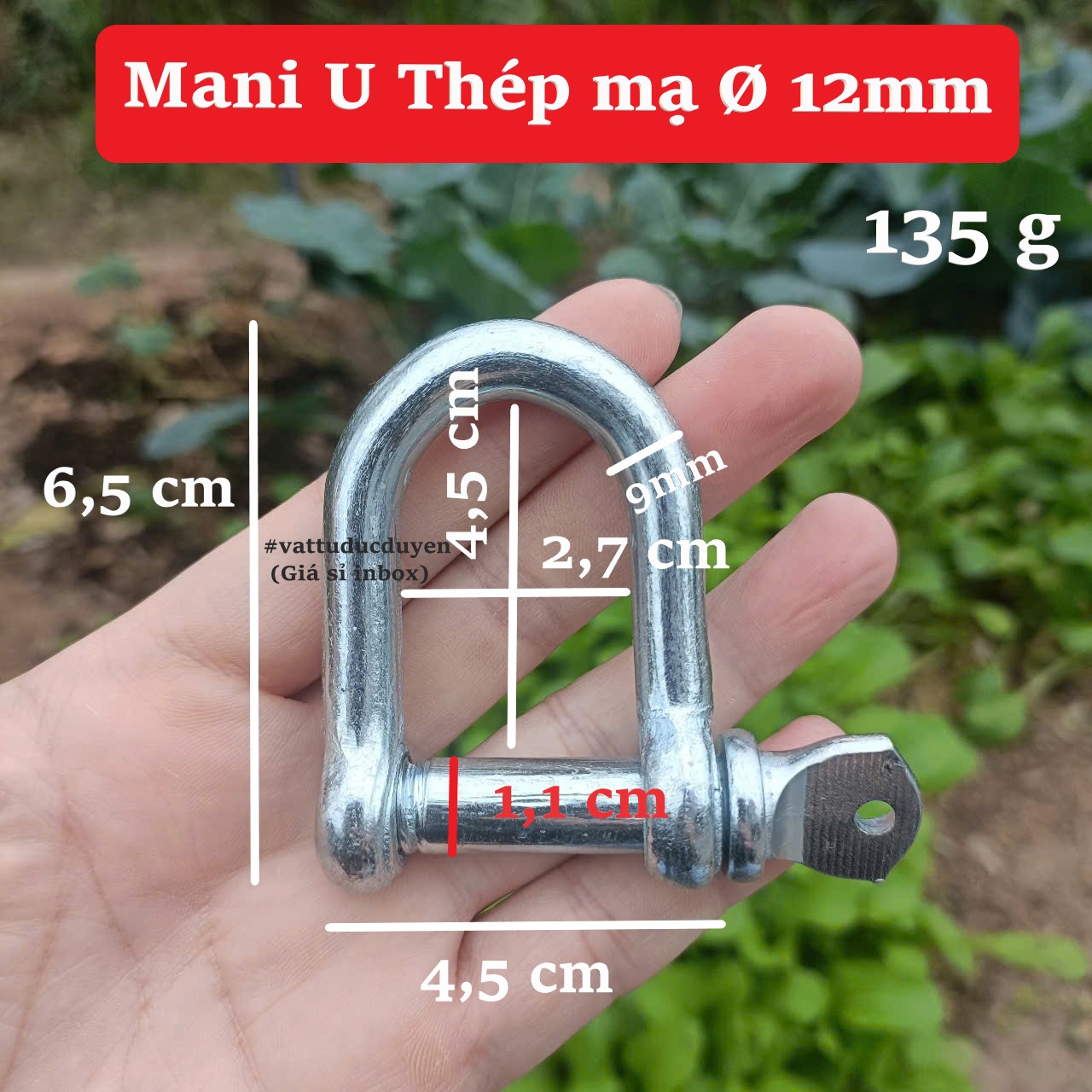 Ma ní chữ U thép mạ kẽm [ Ø 12mm ]