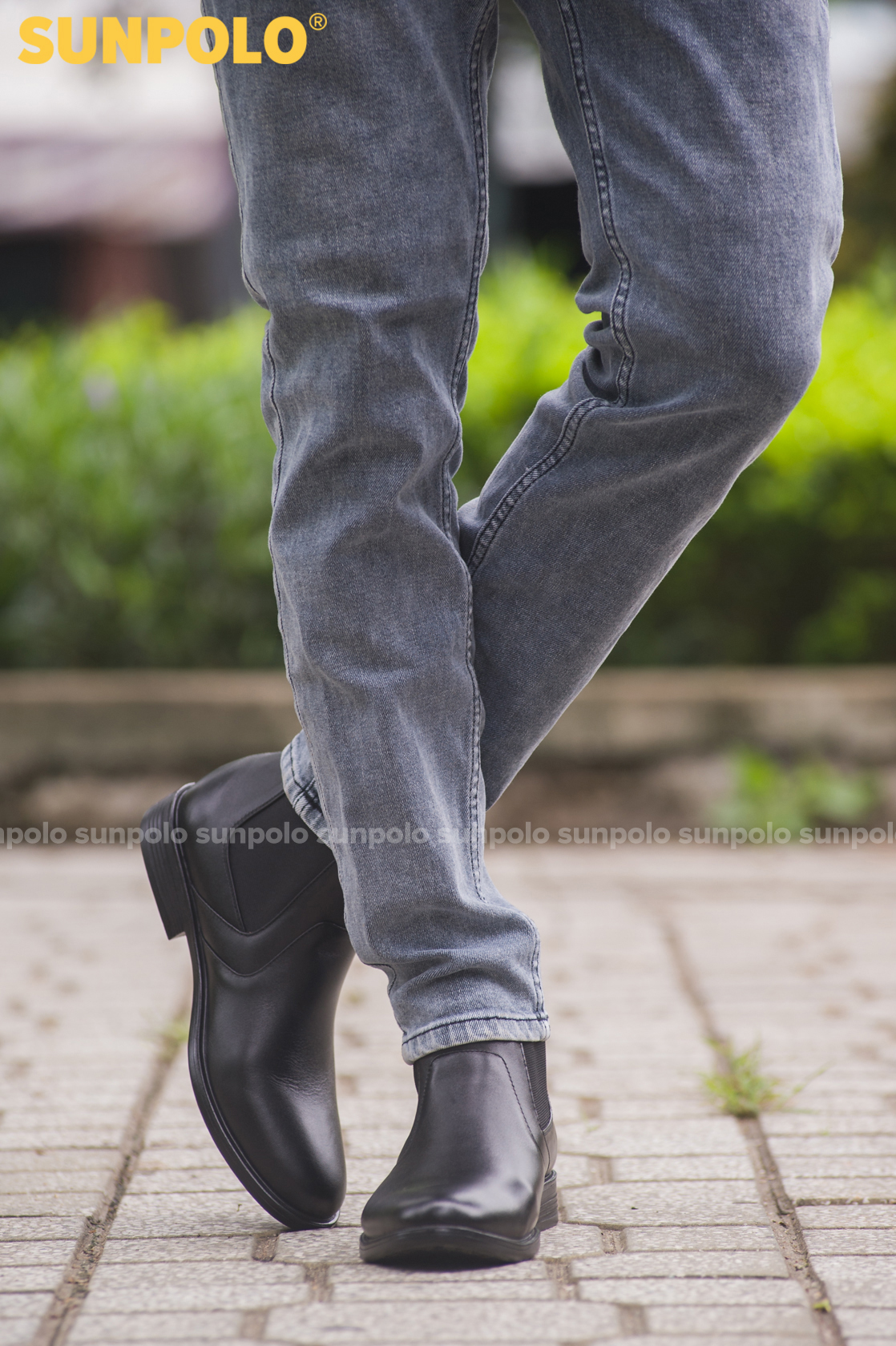 Giày Boots Nam Cổ Cao Da Bò SUNPOLO BOOT01 (Đen)