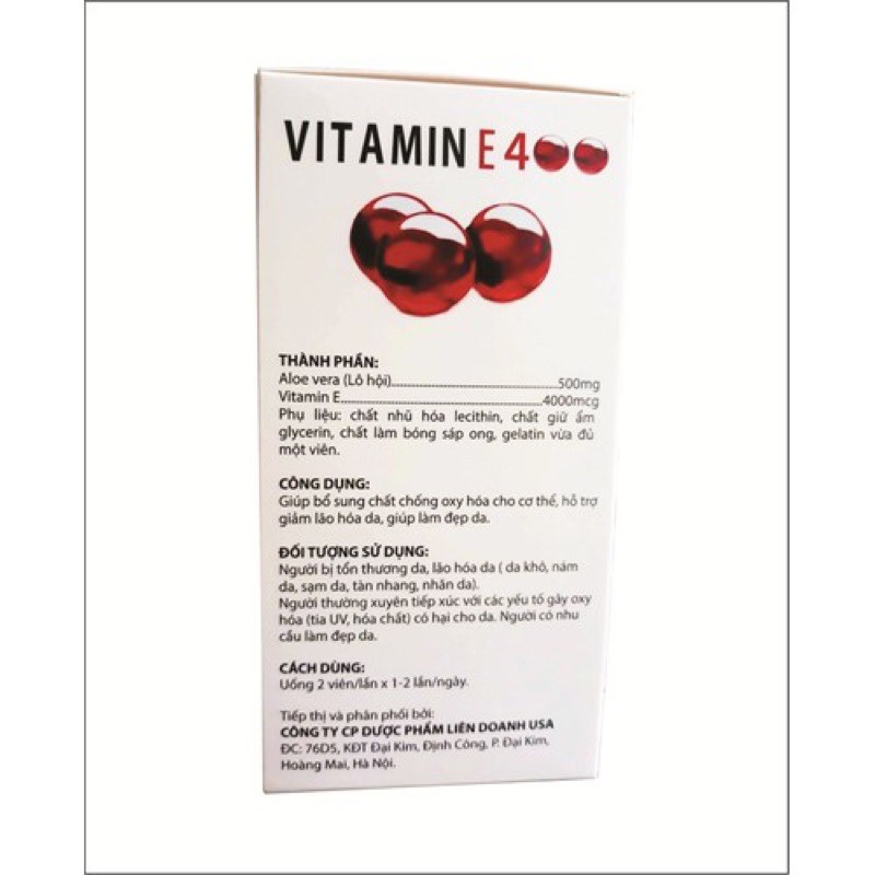 E đỏ - Vitamin E đỏ Nga. Hộp 100 viên