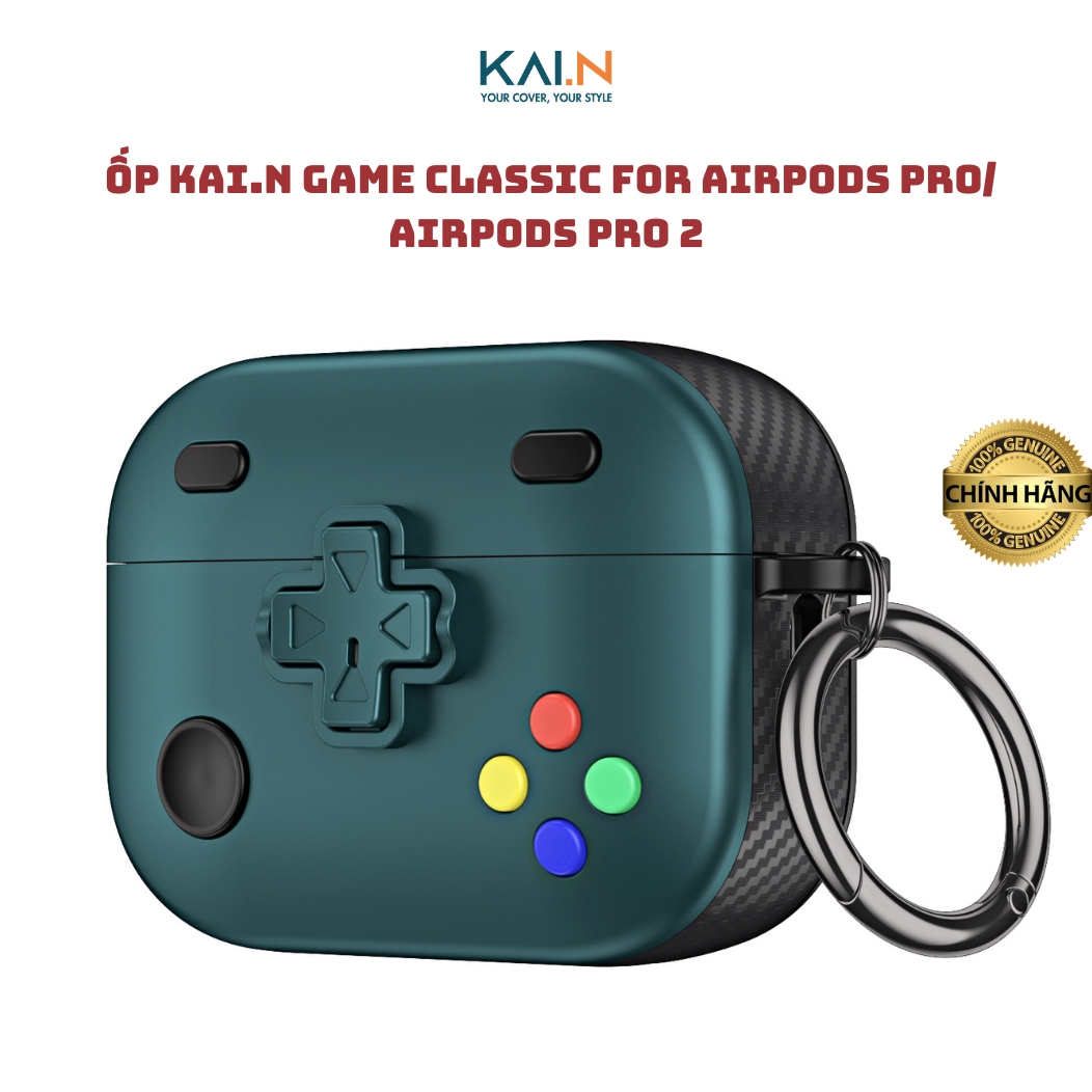 Ốp case bảo vệ kai.n game classic case cho airpods pro 2/ airpods pro, kèm móc khóa