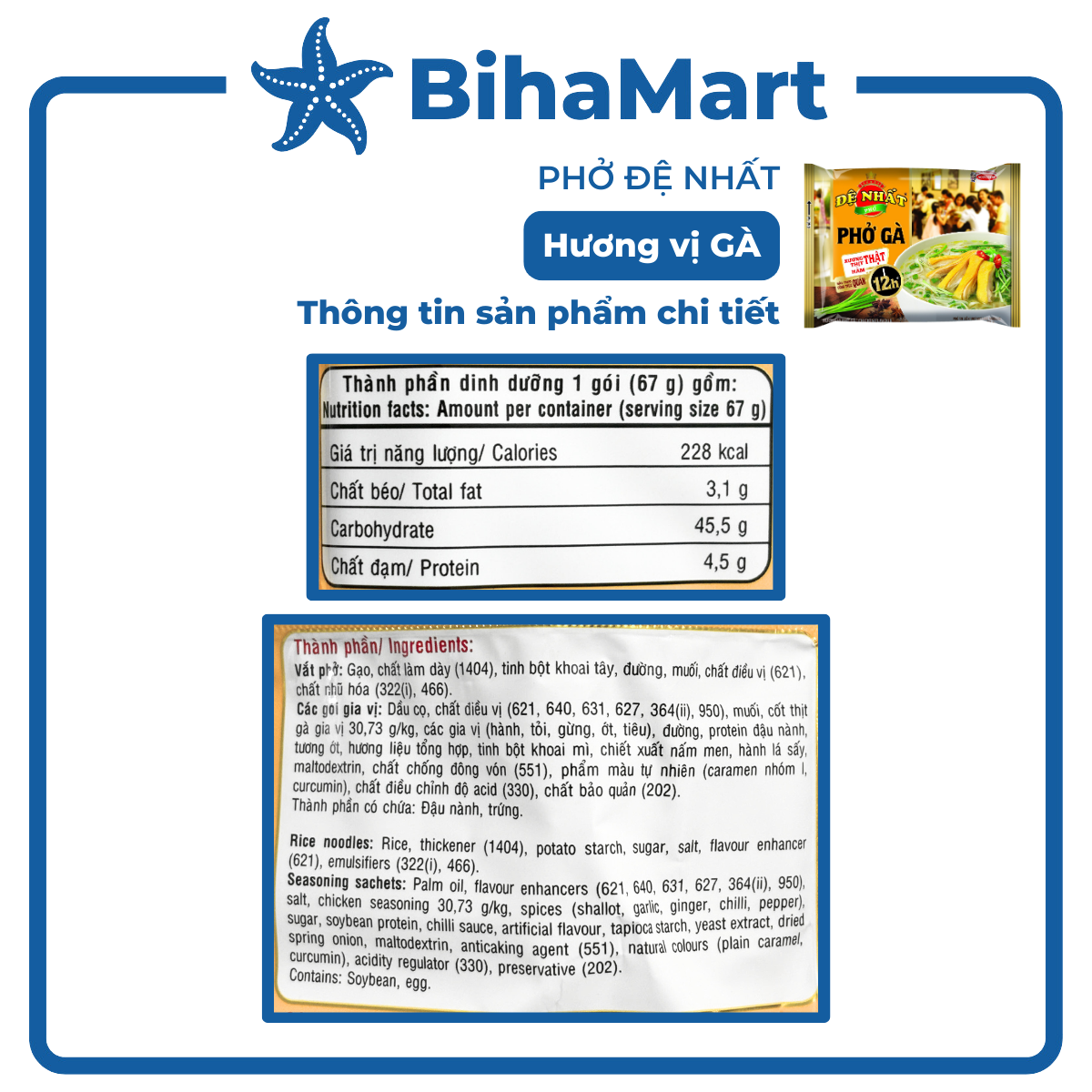 [SET 5 GÓI] - ACECOOK - Đệ Nhất phở hương vị Phở Gà, phở gà Đệ Nhất Acecook, phở gà Acecook Đệ Nhất phở ăn liền (65g/gói)