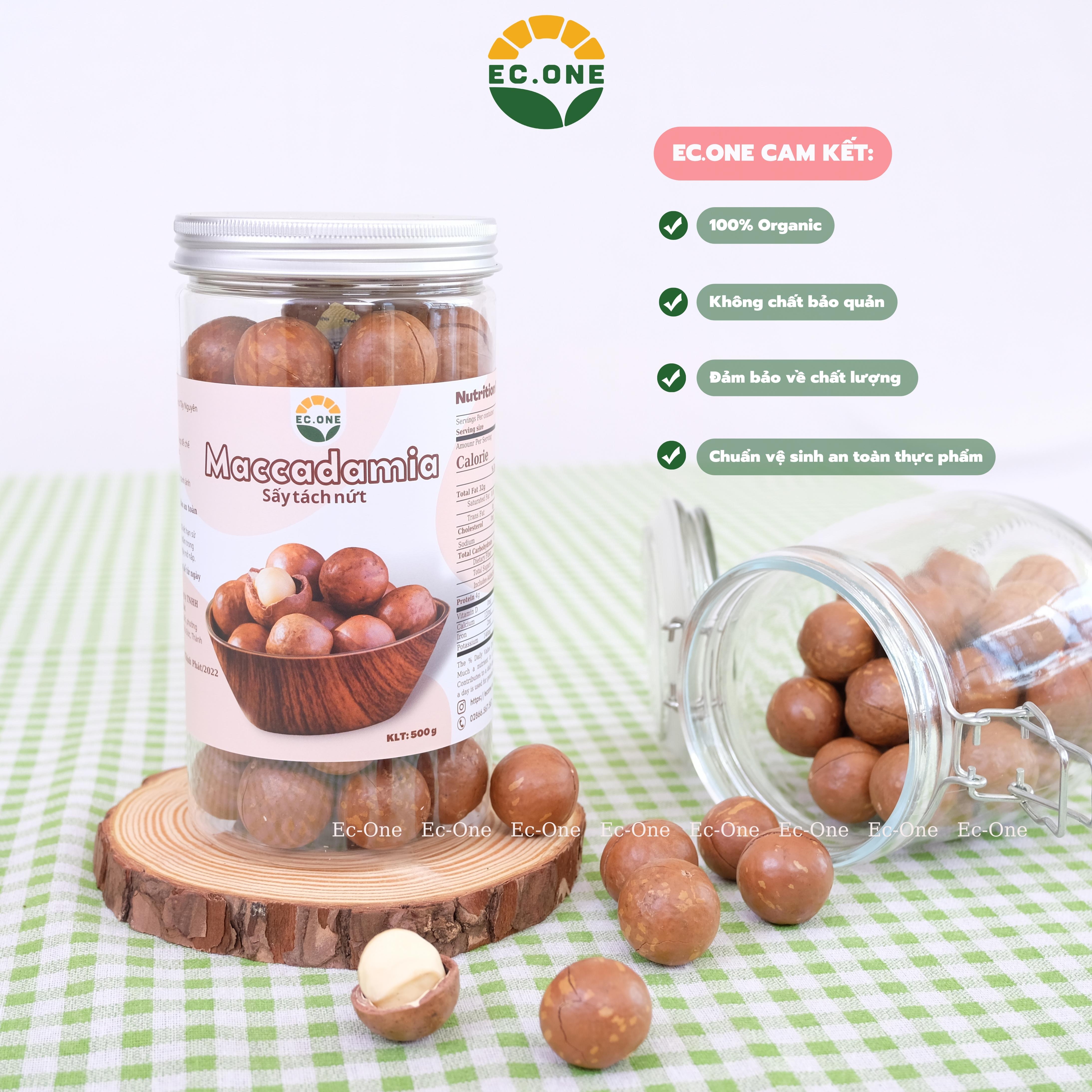 Hạt Macca sấy tách nứt nguyên vị By Ec-One (hũ pet 500g)
