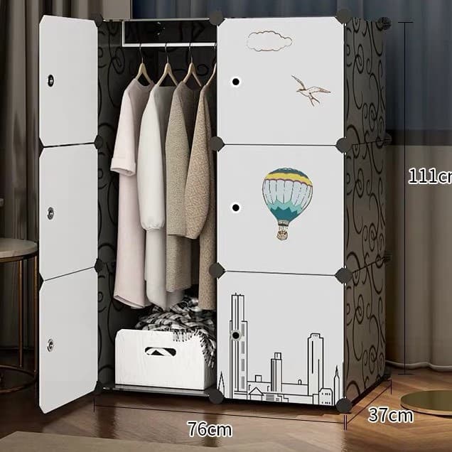 Tủ nhựa lắp ghép thông minh 6 ô - sâu 37cm đ1