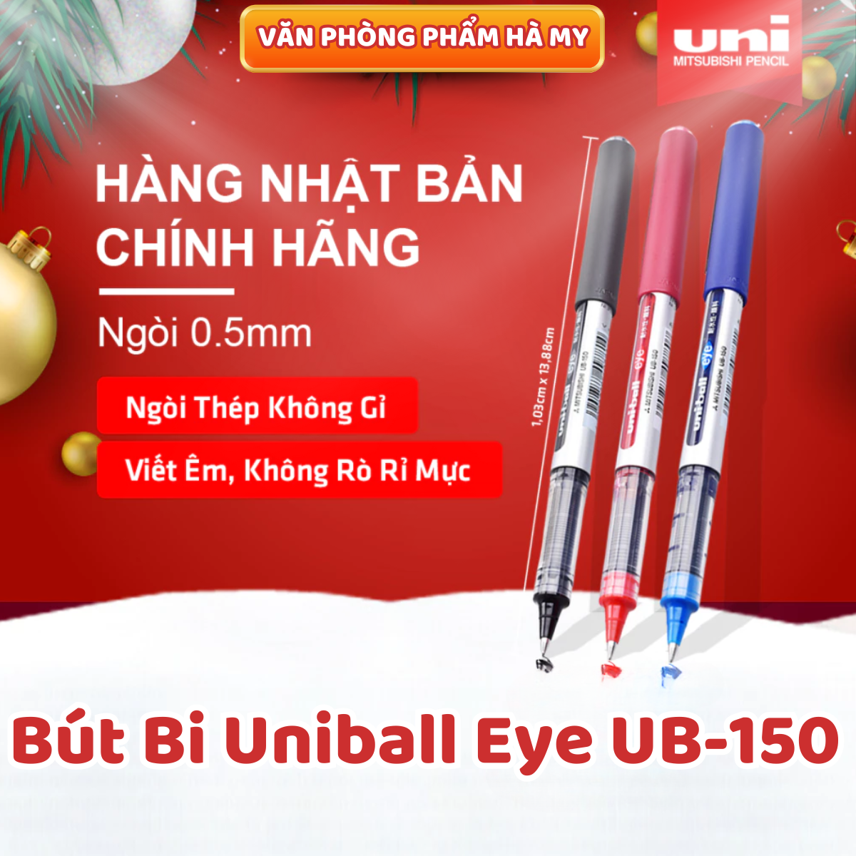 Bút Bi Uniball Eye UB-150 Chính Hãng Bút Bi Mực Nước 0.5mm Viết Êm Không Bị Gỉ Mực