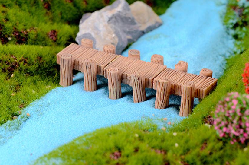 [HCM]Phụ kiện tiểu cảnh cầu gỗ bốn chân trang trí terrarium chậu cây cảnh sen đá xương rồng