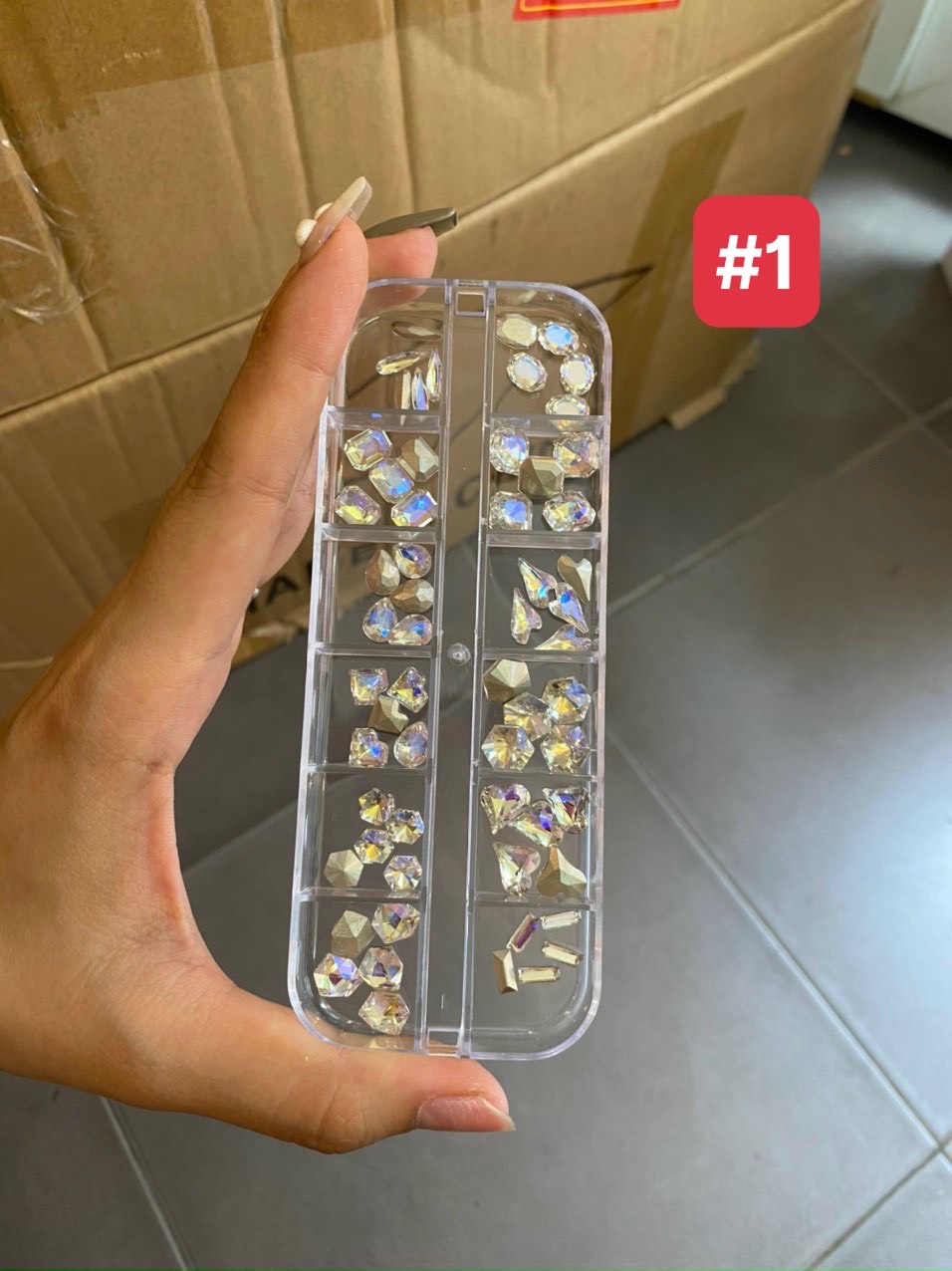 Đá khối nail  mix hộp 12 ngăn ( lẻ 1 khay)