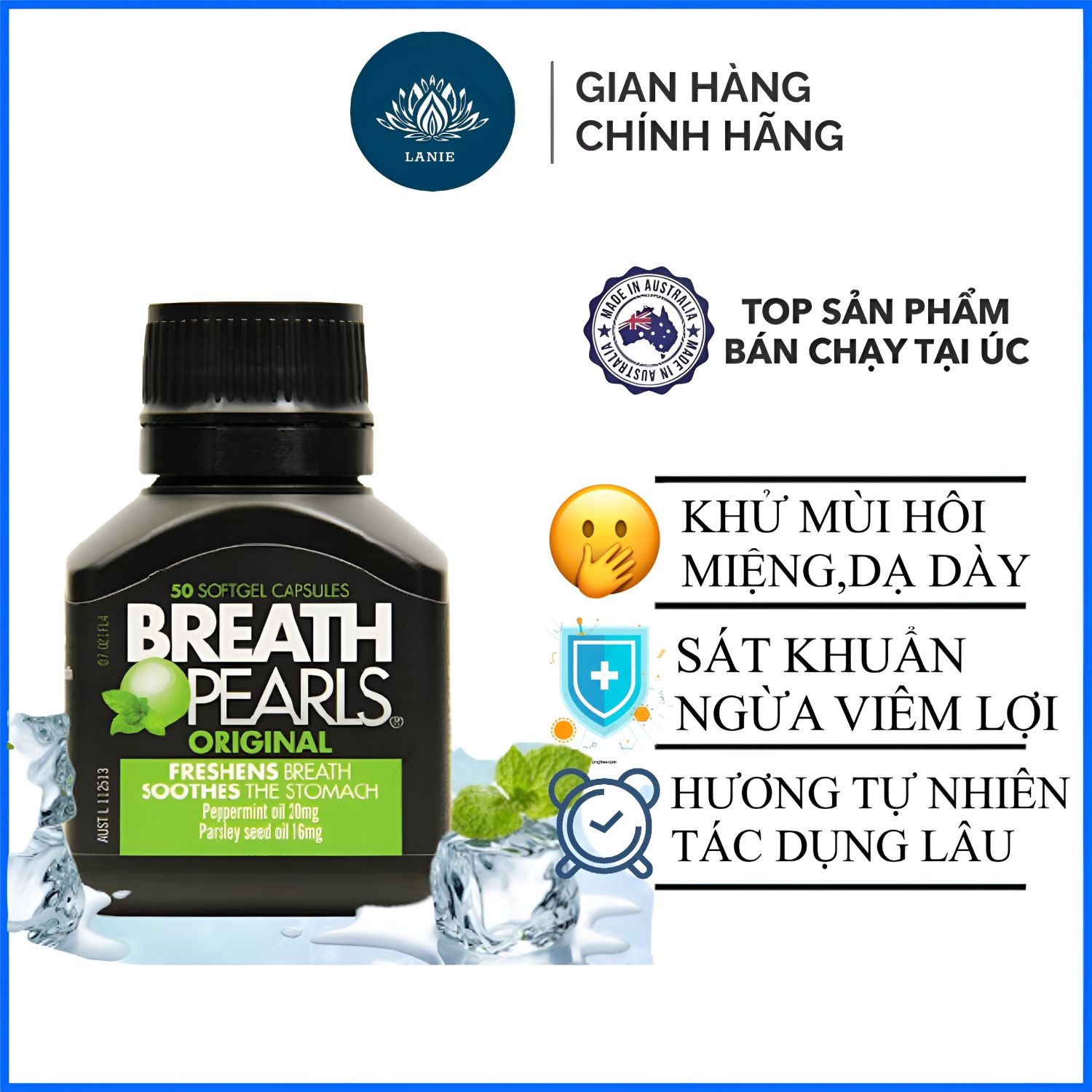 Thơm miệng Breath Pearls Original 50v - Úc