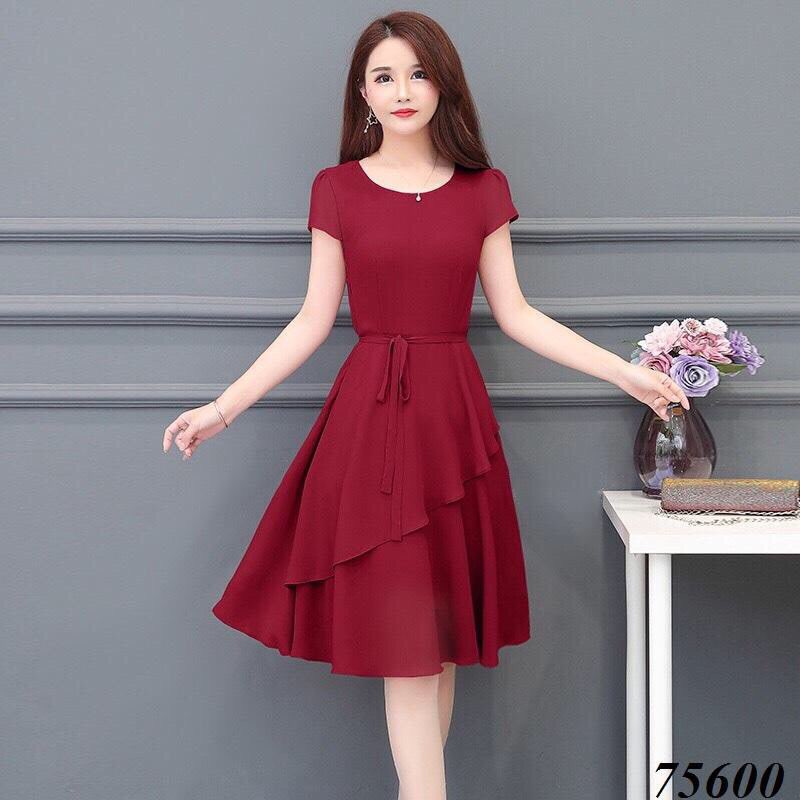 [HCM]ĐẦM XÒE VOAN THẮT NƠ EO DỄ THƯƠNG