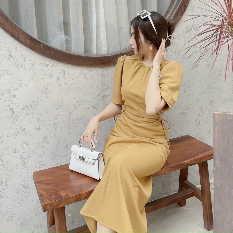 Đầm cổ tròn khoéc eo 3 màu