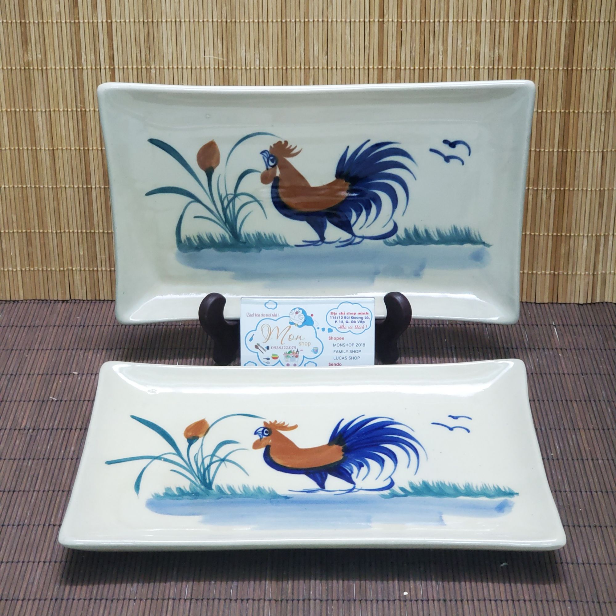 COMBO 2c DĨA GÀ THỦ CÔNG CHỮ NHẬT CAO CẤP