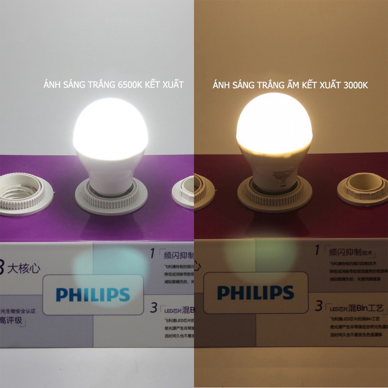 Bóng đèn LED Philips 12W 6500K Trắng 4 Gói