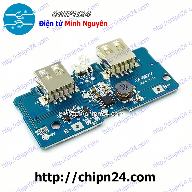 Mạch sạc pin dự phòng 18650 5v 2a ra 2 cổng usb sp2