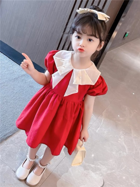 Đầm bé gái đỏ đính ngọc