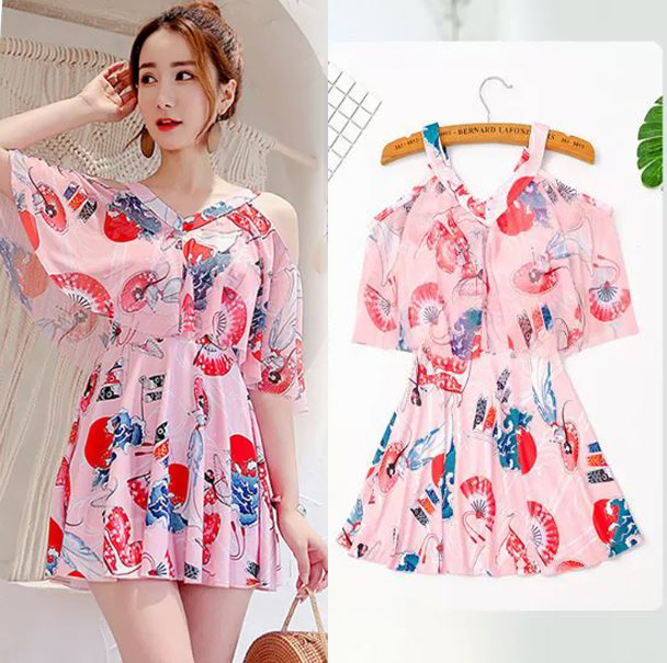 Đồ Bơi Nữ Kín Đáo Trẻ Trung Dạng Váy Tay Bèo Che Bụng Béo - HÀNG QUẢNG CHÂU cao cấp