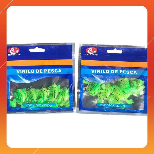 Mồi nhái giả câu cá 5 con túi câu cá lóc,cá mú loại nhỏ