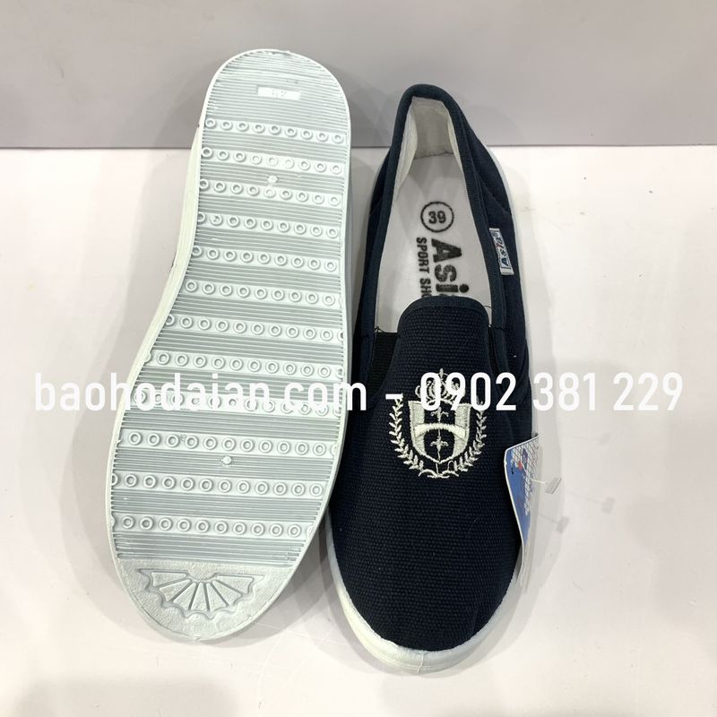 Giày Asia bata vải xỏ (không cột dây) màu xanh đen