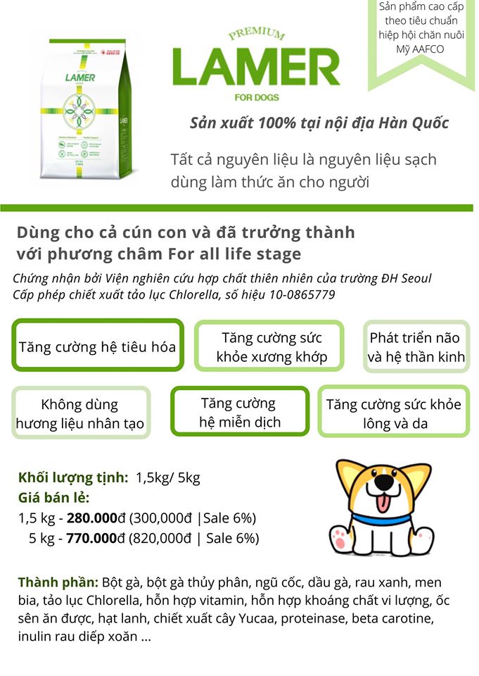 Thức ăn hạt cao cấp cho chó PREMIUM LAMER - [Nông Trại Thú Cưng]
