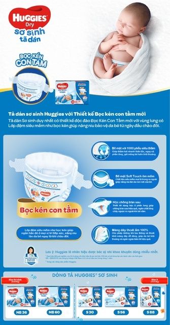 Tã dán sơ sinh Huggies S56