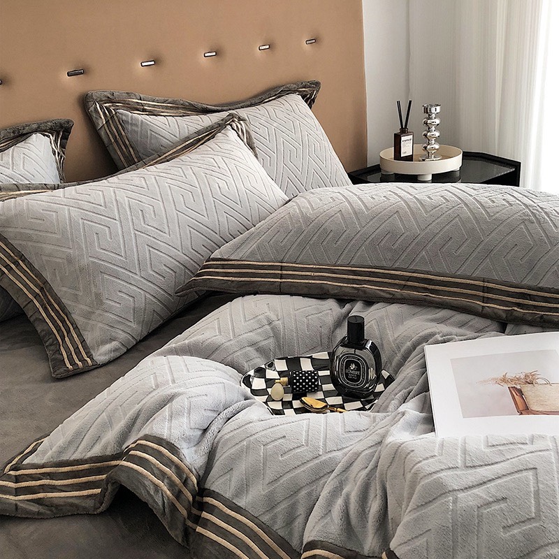 Bộ chăn ga nỉ Hlhome bedding dệt hình thoi siêu mịn