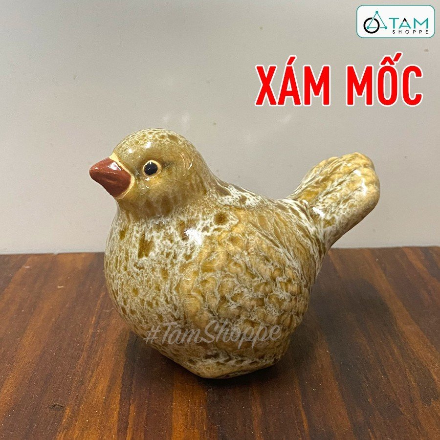 Tượng chim gốm đuôi xòe mỏ đỏ trang trí nhiều màu tcv-chim-02 - fbfbfdg