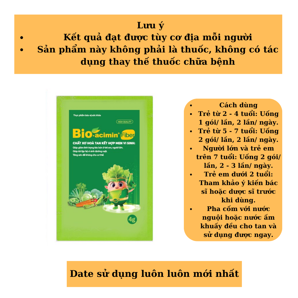 [HCM]Cốm vi sinh Bio-acimin Fiber 30 Gói x 4G