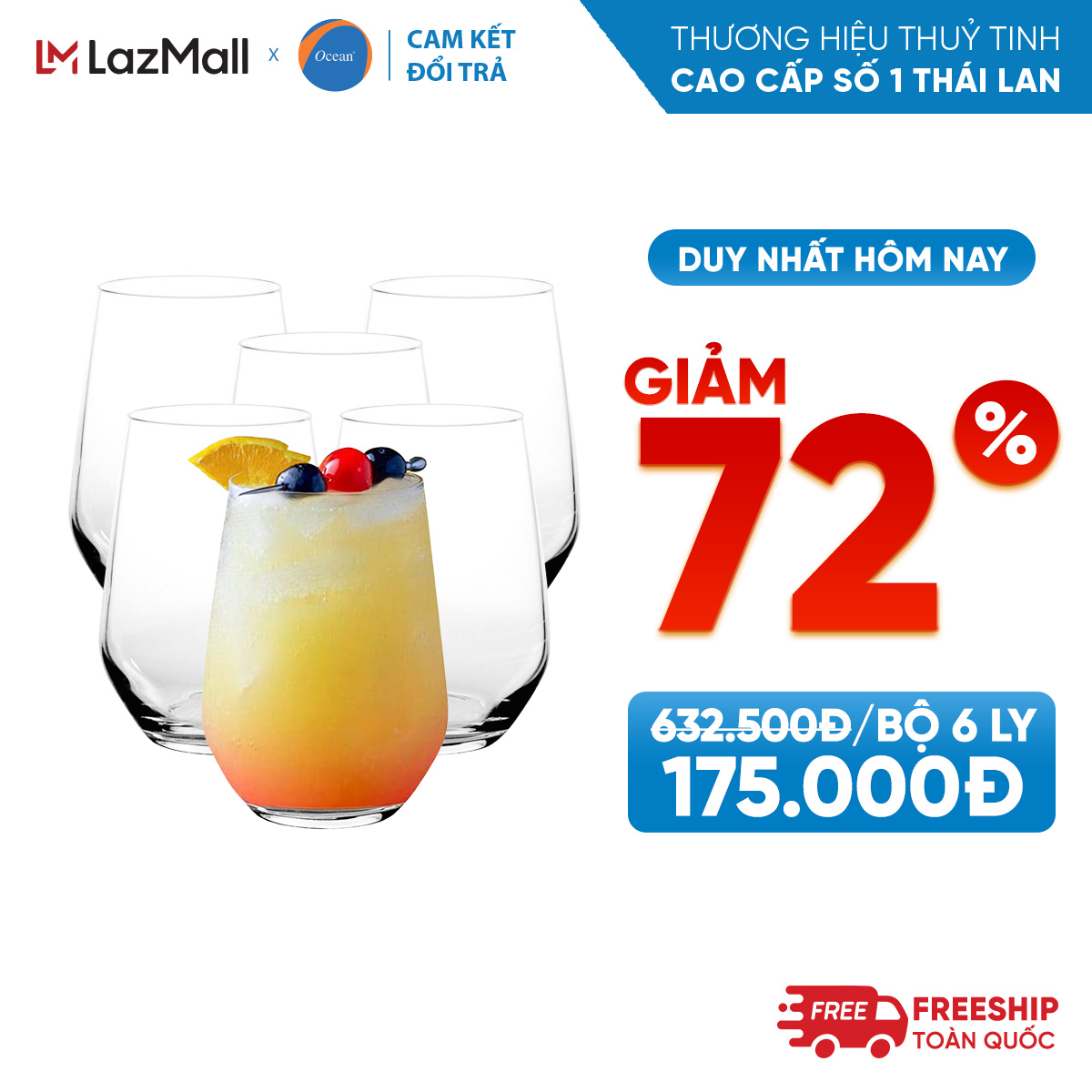 [Cam Kết Đổi Trả Nếu Vỡ] Bộ 6 Ly rượu Lexington hiball 370ml