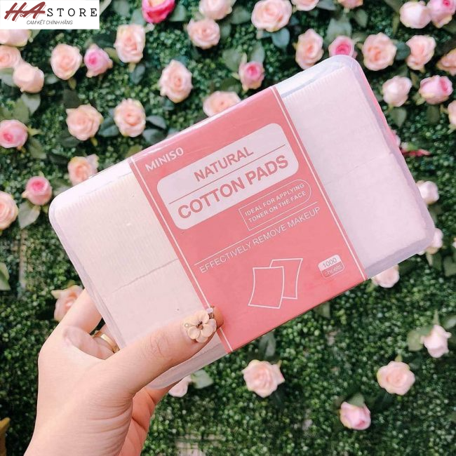 Bông Tẩy Trang Miniso Natural Cotton Pads 1000 miếng nội địa Nhật Cotton 3 lớp làm sạch da