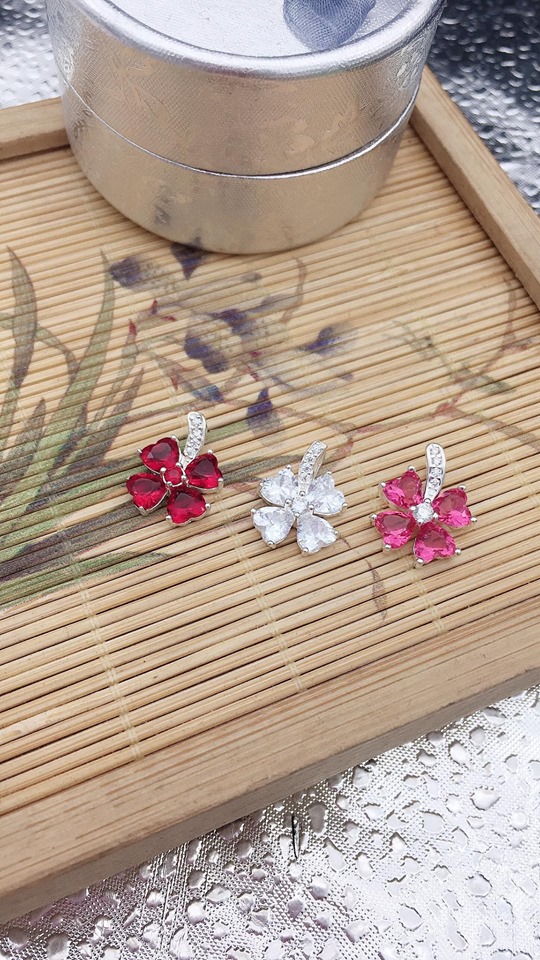 Mặt dây chuyền nữ, bạc ta, hoạ tiết hình cỏ 4 lá