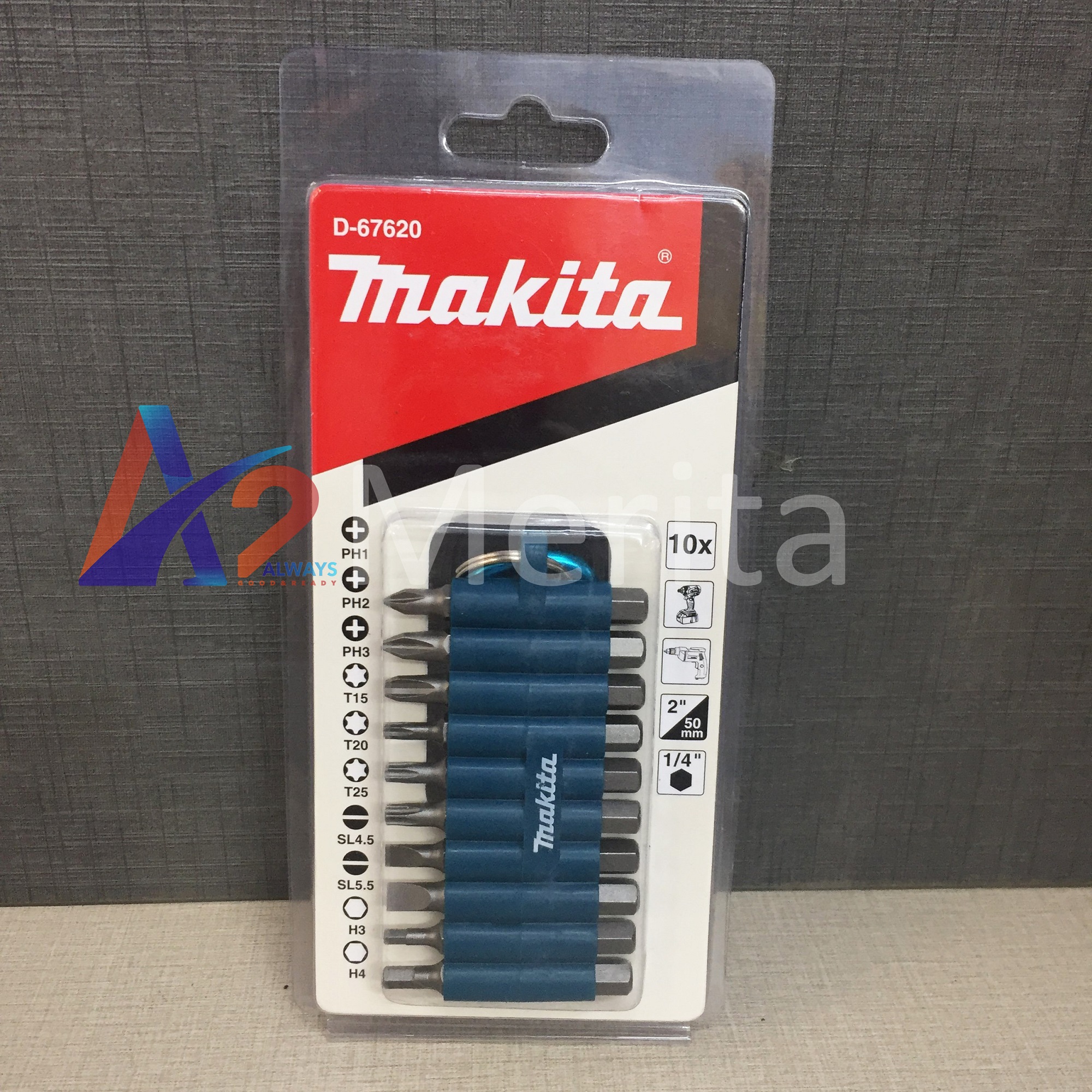 Bộ 10 mũi vít có móc treo Makita D-67620