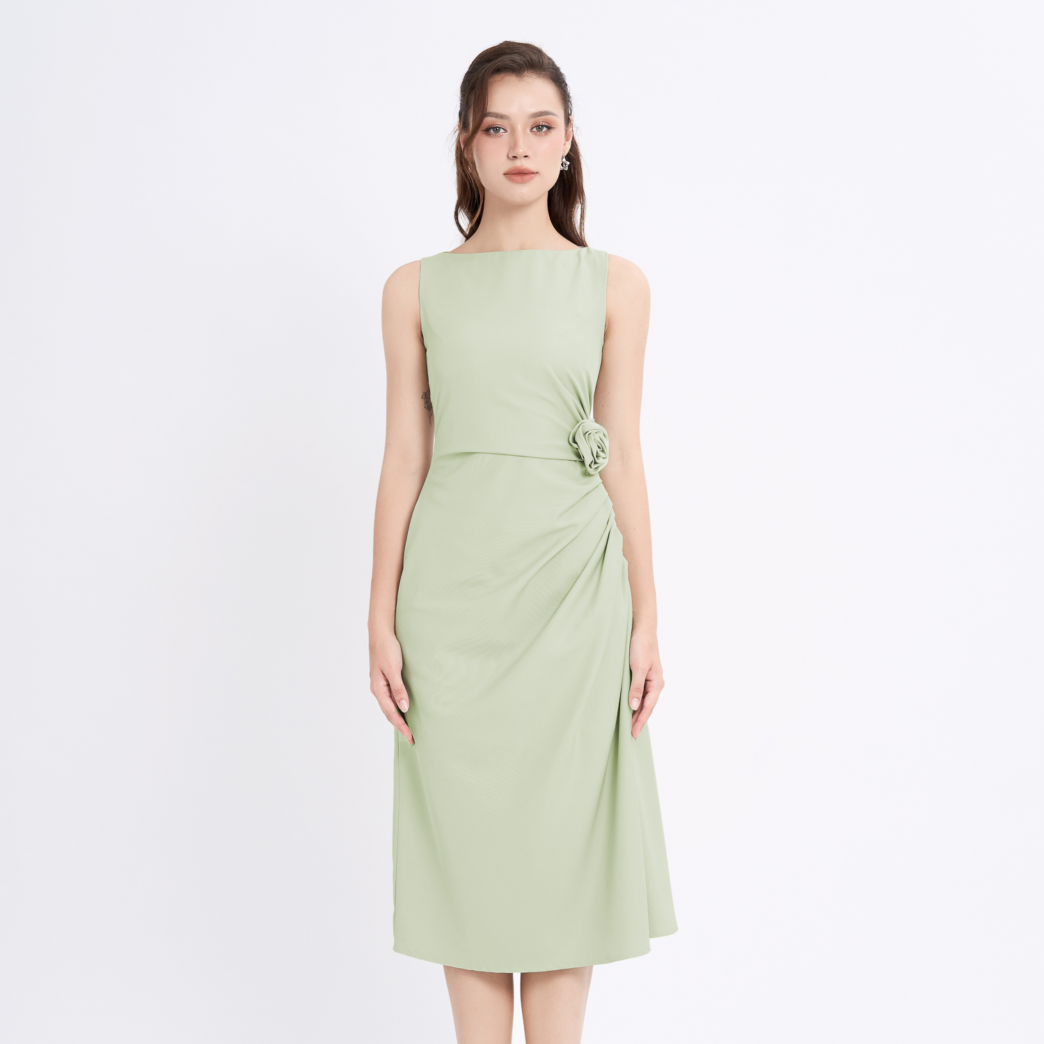 [NHẬP MÃ NOVFALAZSOCIAL02 GIẢM 40K ĐƠN 199K  ] Đầm midi cotton lạnh nhún kiểu Maybi