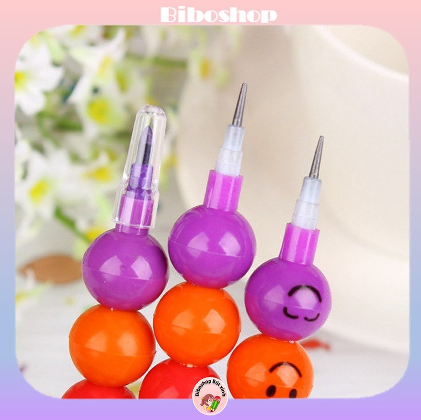 Bút chì khúc nhiều màu icon cảm xúc | Biboshop
