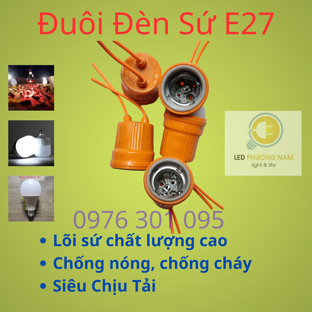 E27 Ceramic Lamp Tail, High Load Capacity, Fire Resistant