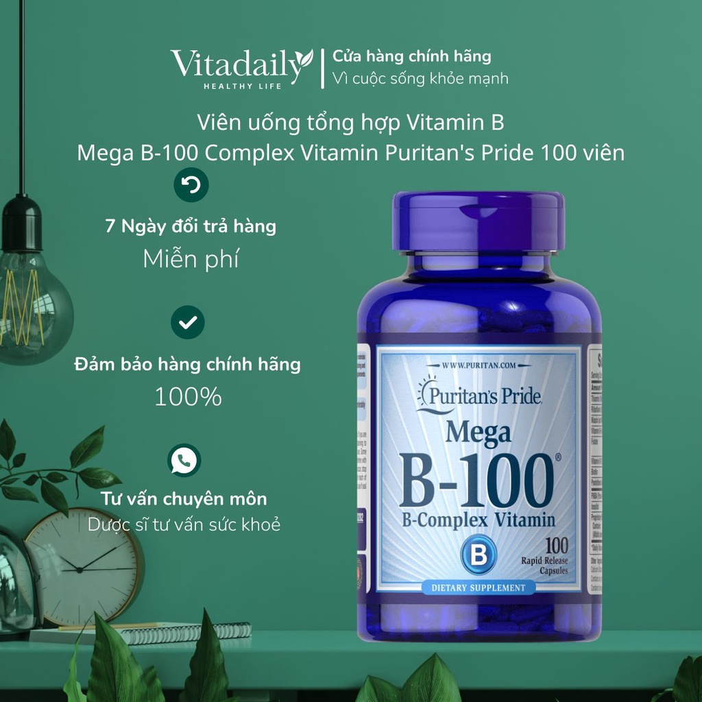 Viên Uống Mega Vitamin B-100 Complex 100 Viên Puritan's Pride