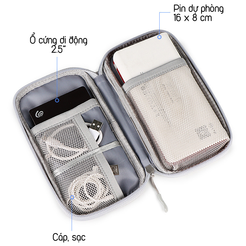 Túi đựng phụ kiện công nghệ GALANO túi đựng điện thoại, pin dự phòng, cáp sạc, ổ cứng di động đa năng TA-001334