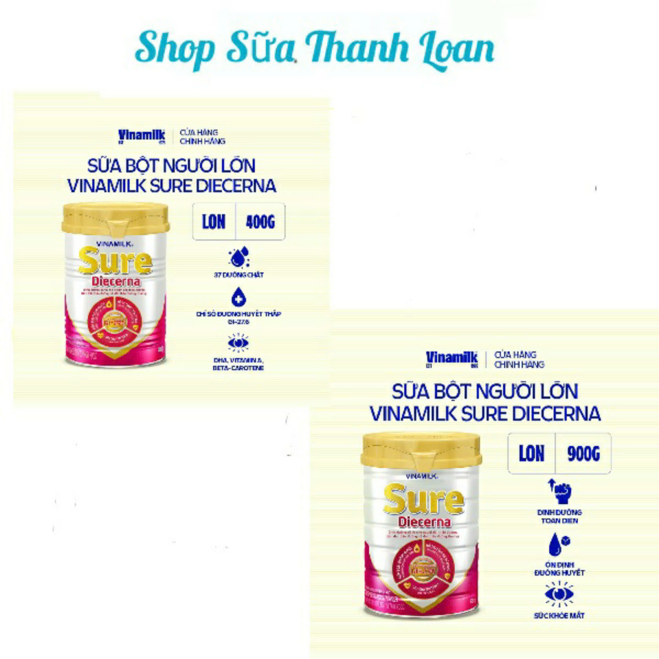(Expiration Date September 2027) (New Model) Vinamilk Sure Diecerna Powder Milk 400g/ 900g.