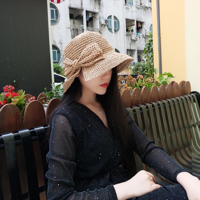 Straw hot hit bow beach hat-100style.net