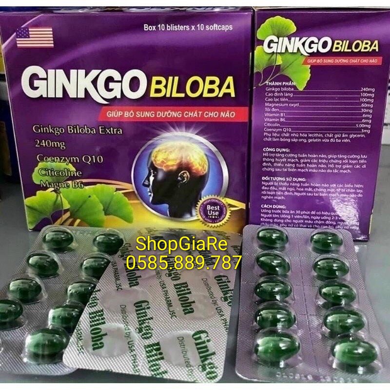 Hoạt huyết dưỡng não Ginkgo biloba 240mg - HỘP 100V