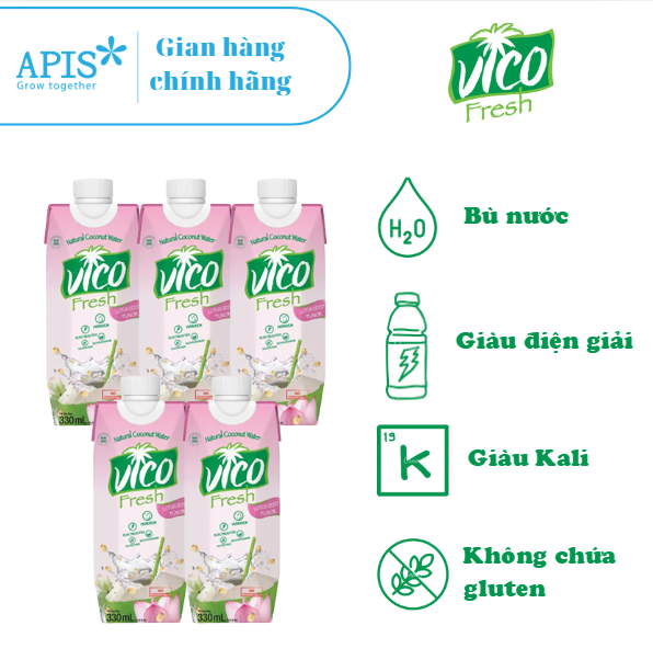 COMBO 5 HỘP NƯỚC DỪA VICO FRESH 330ML - VỊ SEN