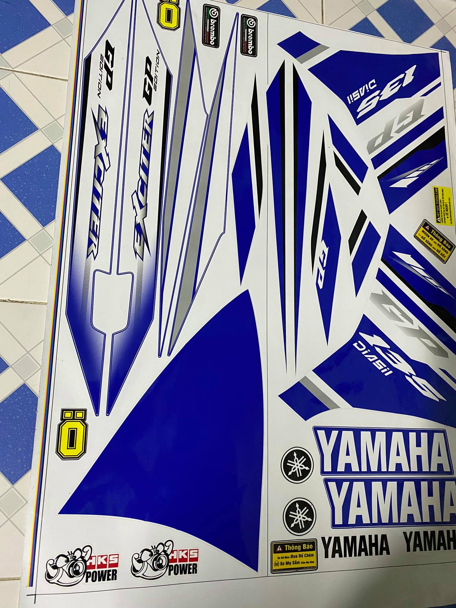[HCM]TEM RỜI EXCITER GP 2014 ZIN XANH TRẮNG