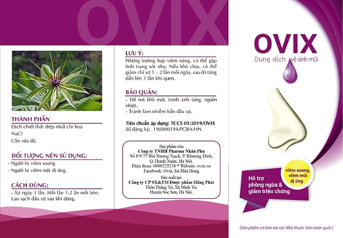 Dung dịch vệ sinh mũi người lớn Ovix 20ml