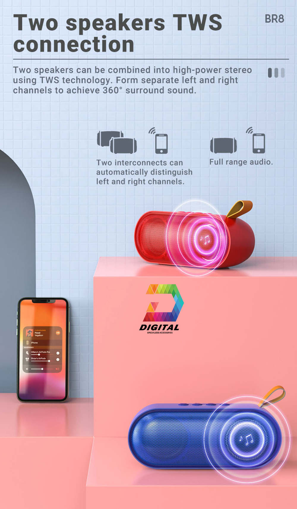 Loa Bluetooth Mini Borofone BR8 Chính Hãng V5.0 True Wireless Stereo