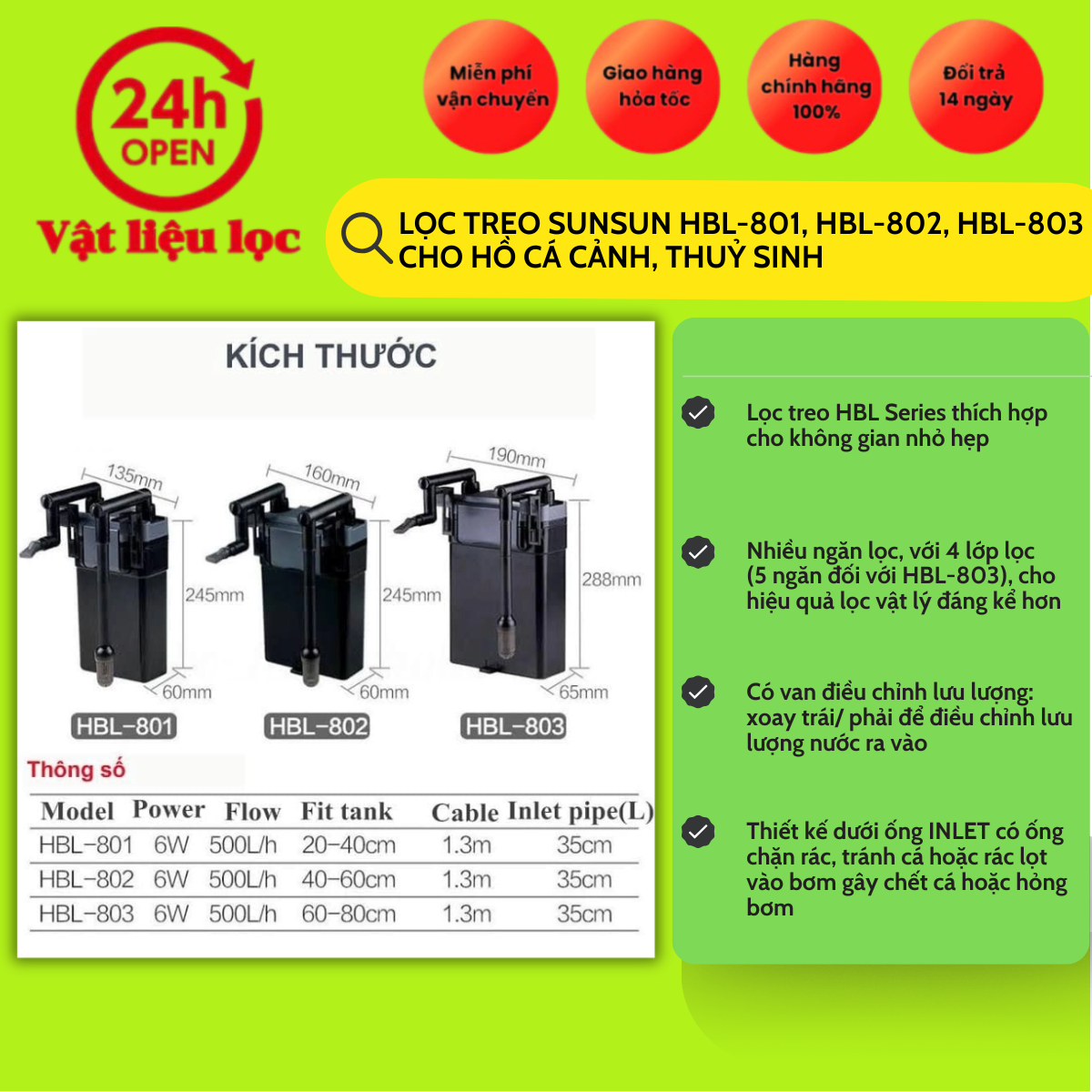 Lọc Thác Treo Sunsun Hbl -802-803