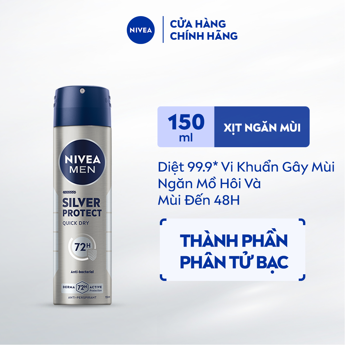 Xịt Ngăn Mùi NIVEA MEN Phân Tử Bạc (150 ml) - 82959