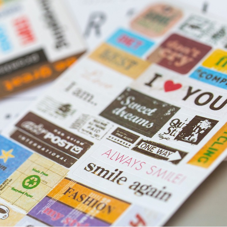 [HCM]Bộ 6 tấm sticker trang trí vintage